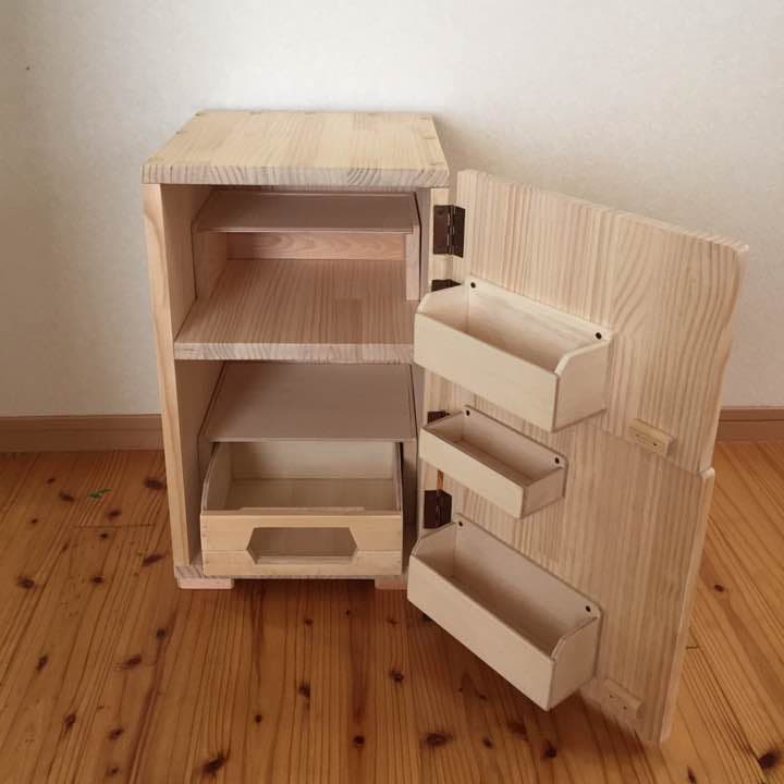 受注製作 木製おままごと冷蔵庫 ハンドメイド 送料込み
