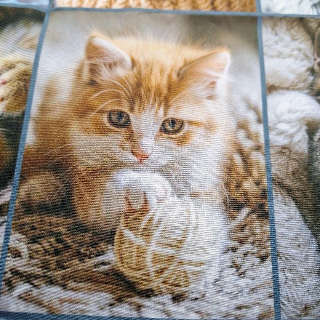 可愛いねこと毛糸パネル生地　ハンドメイド