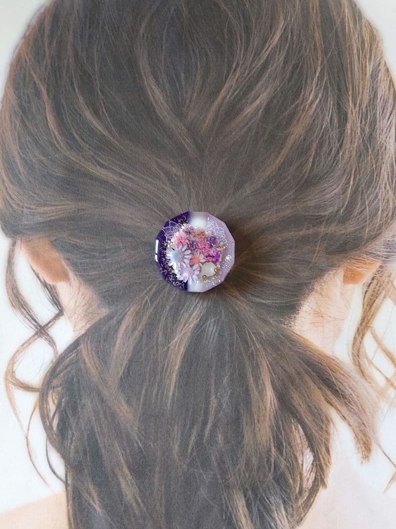 【1314】レジン　ヘアゴム　ポニーフック　ブロ―チ　ハンドメイド