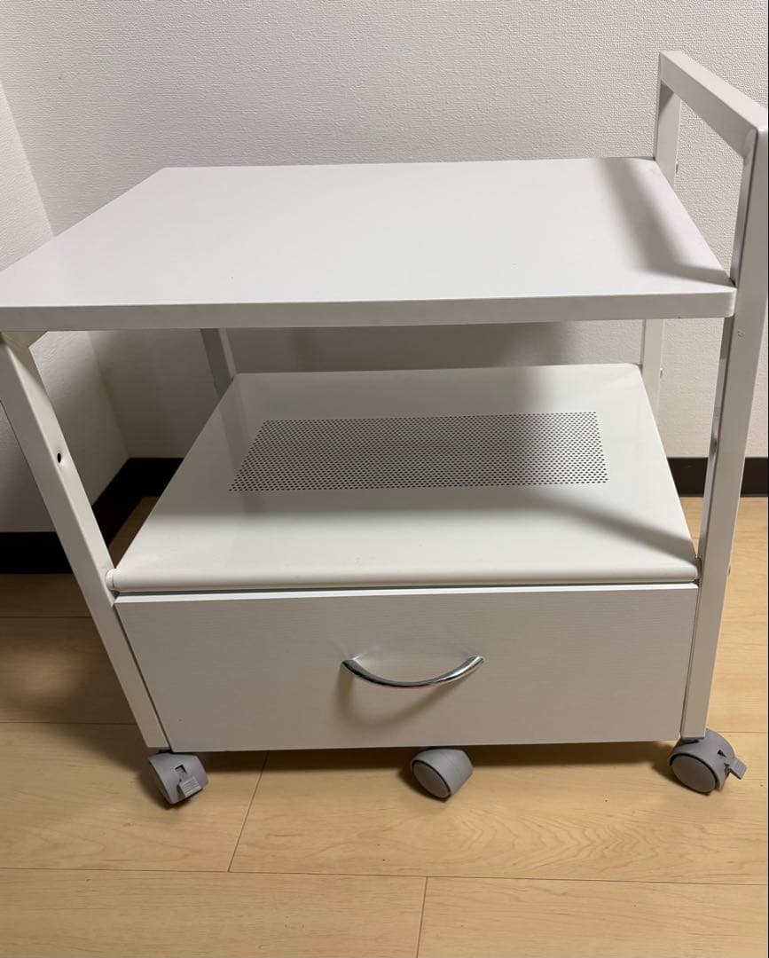 PJC-7002-WH 引出し付き プリンター台 ワゴン ラック キャスター付き