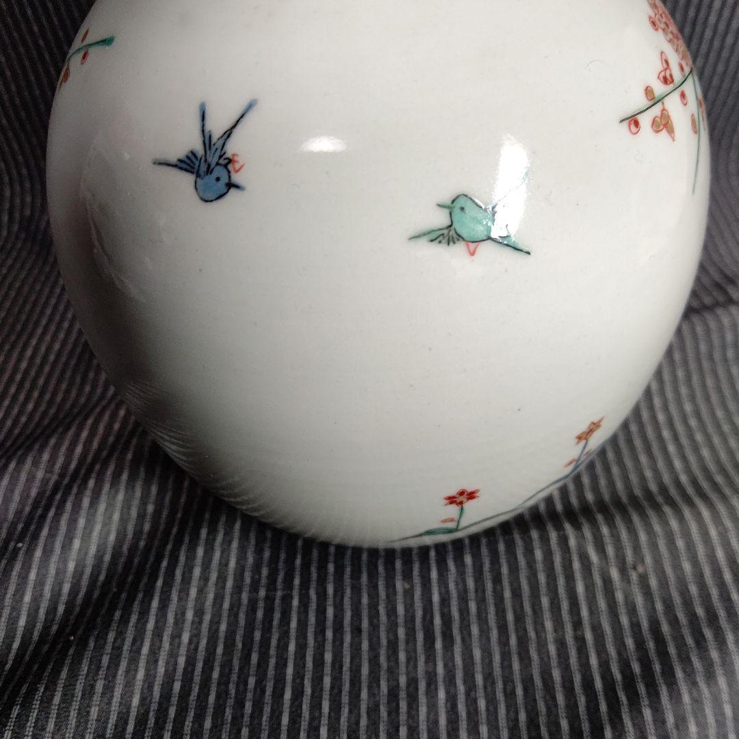 角福 柿右衛門様式 花鳥文 花瓶 25cm