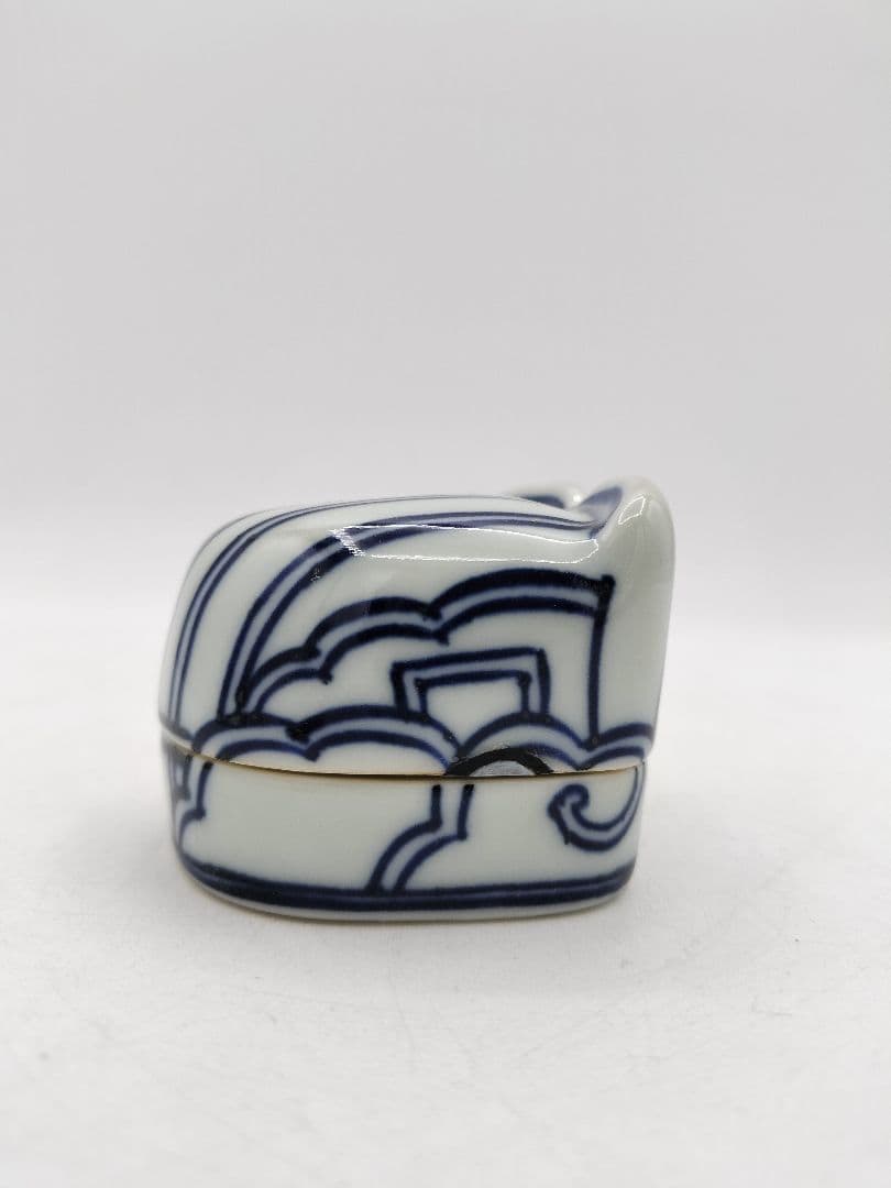 d197 香合 染付 冠 西村徳泉 木箱 茶道具 古物