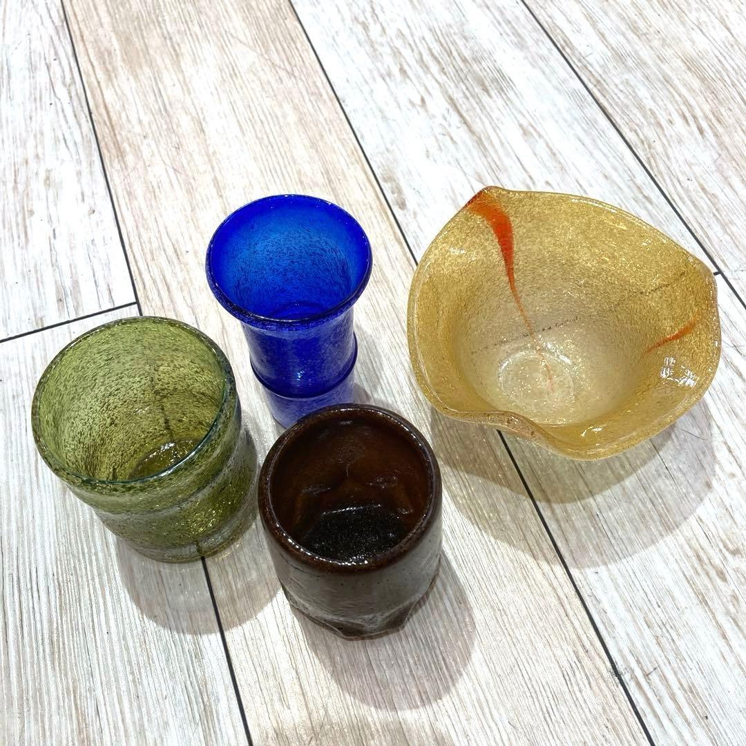 琉球ガラス　稲嶺盛吉氏4点セット