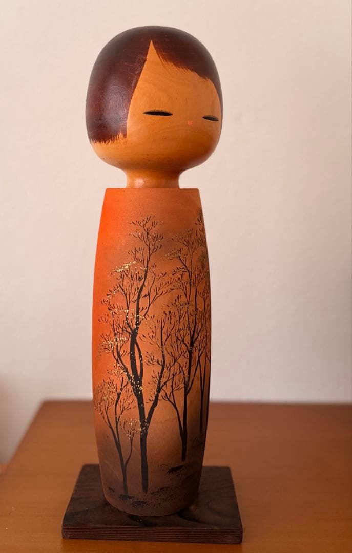Aoki Ryoka青木寥華作 こけし34cm/960g風景画 美しい存在感