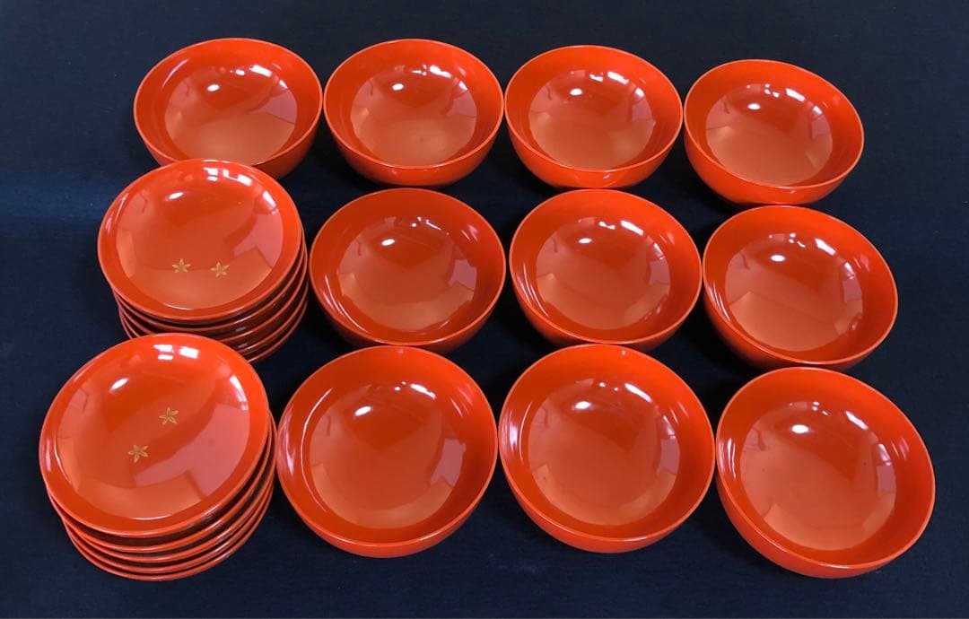❗️割引《R》朱塗 ドングリ蒔絵 菓子椀10客 木製漆器 木箱　250922あ3