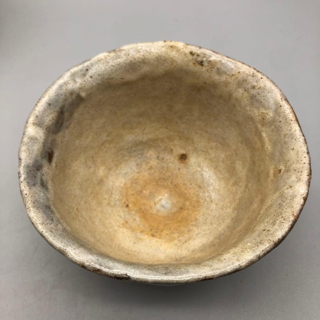 灰色釉薬素朴抹茶茶碗12cm茶道具伝統工芸ビンテージ陶器骨董品鉢ボウル