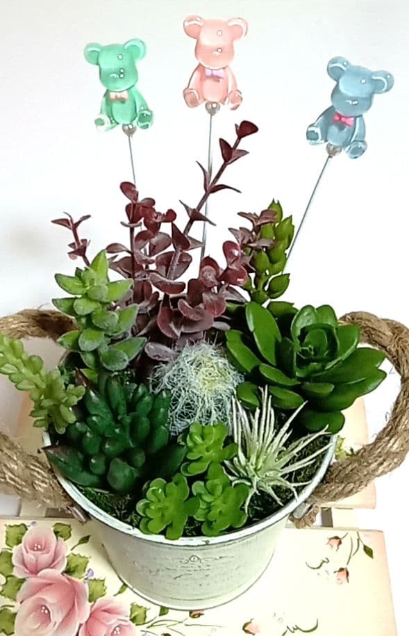 ハンドメイド☆ガーデンピック☆3色のくまちゃん☆ガーデニング雑貨☆多肉植物☆③