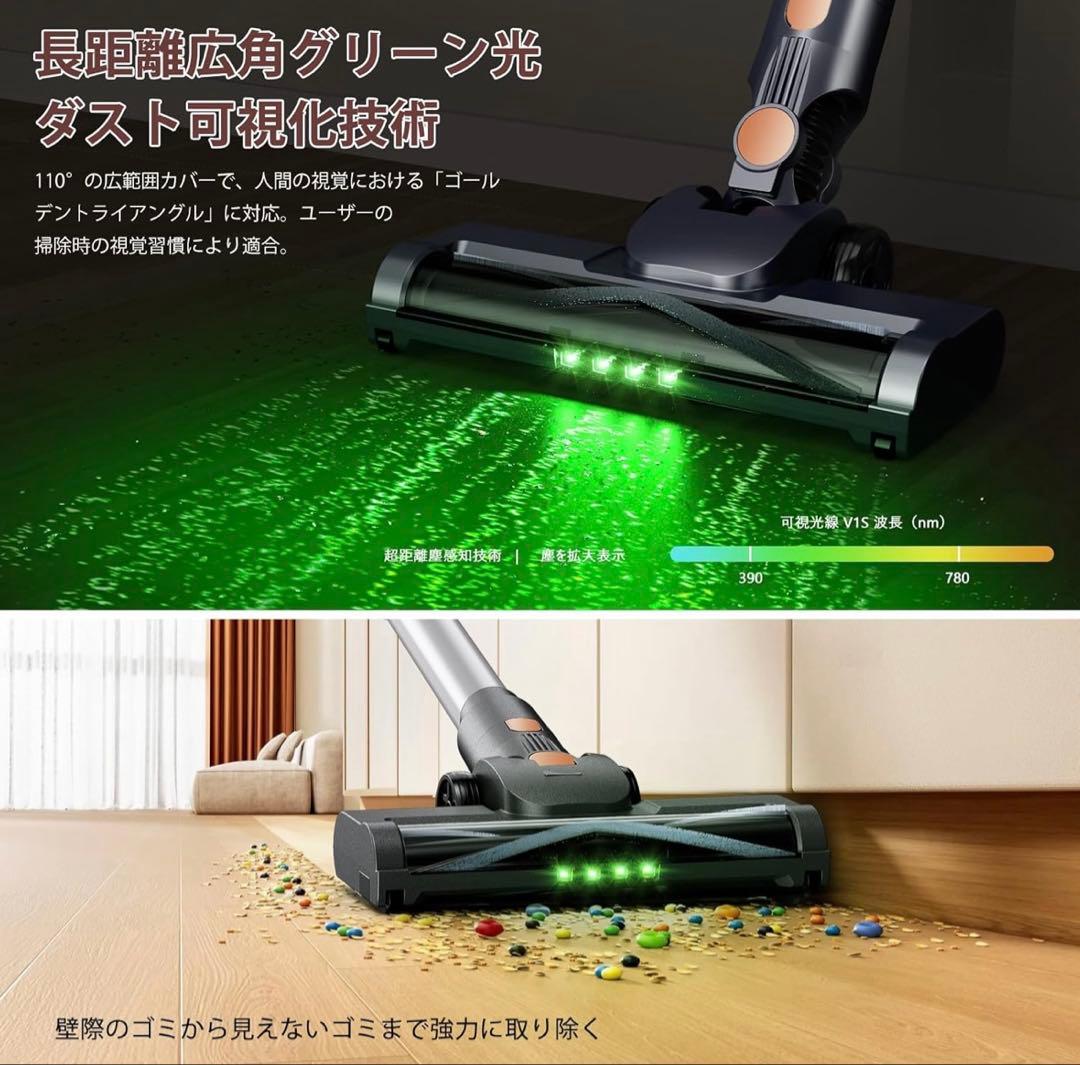 掃除機 コードレス　65Kpa真の超強力吸引＆同クラス最軽量　55分連続稼働