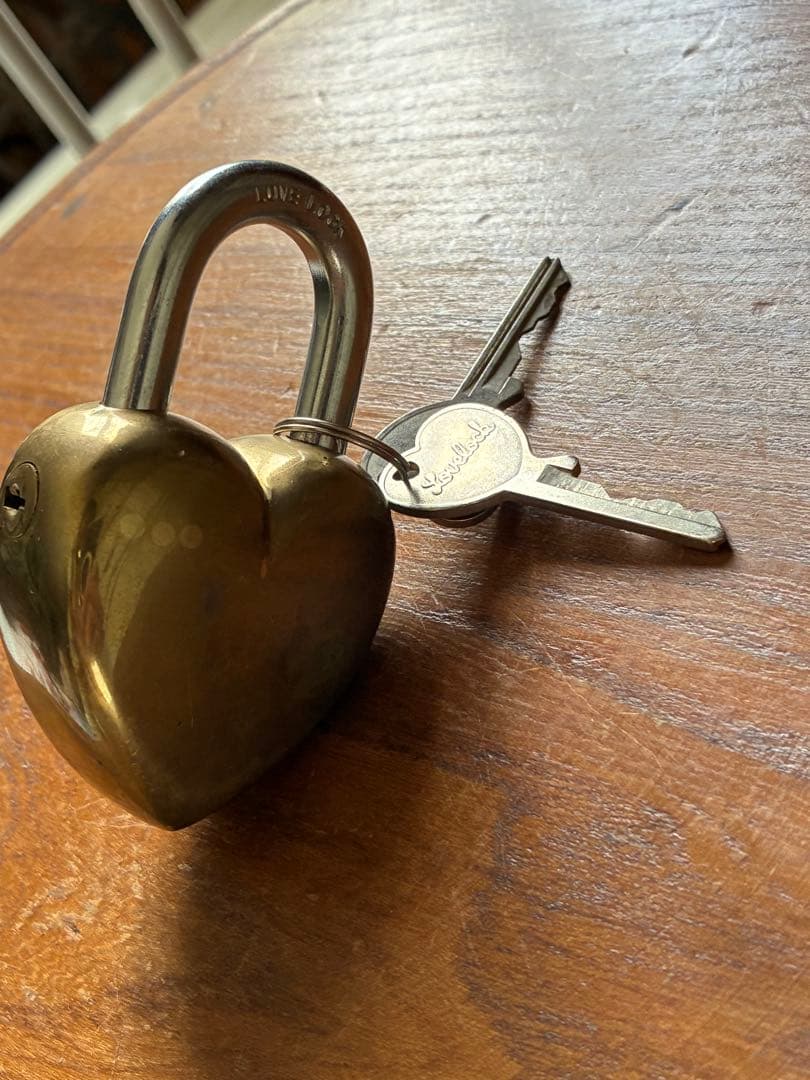 アンティーク 南京錠　鍵 パッドロック　Love lock　キー　真鍮アメリカ