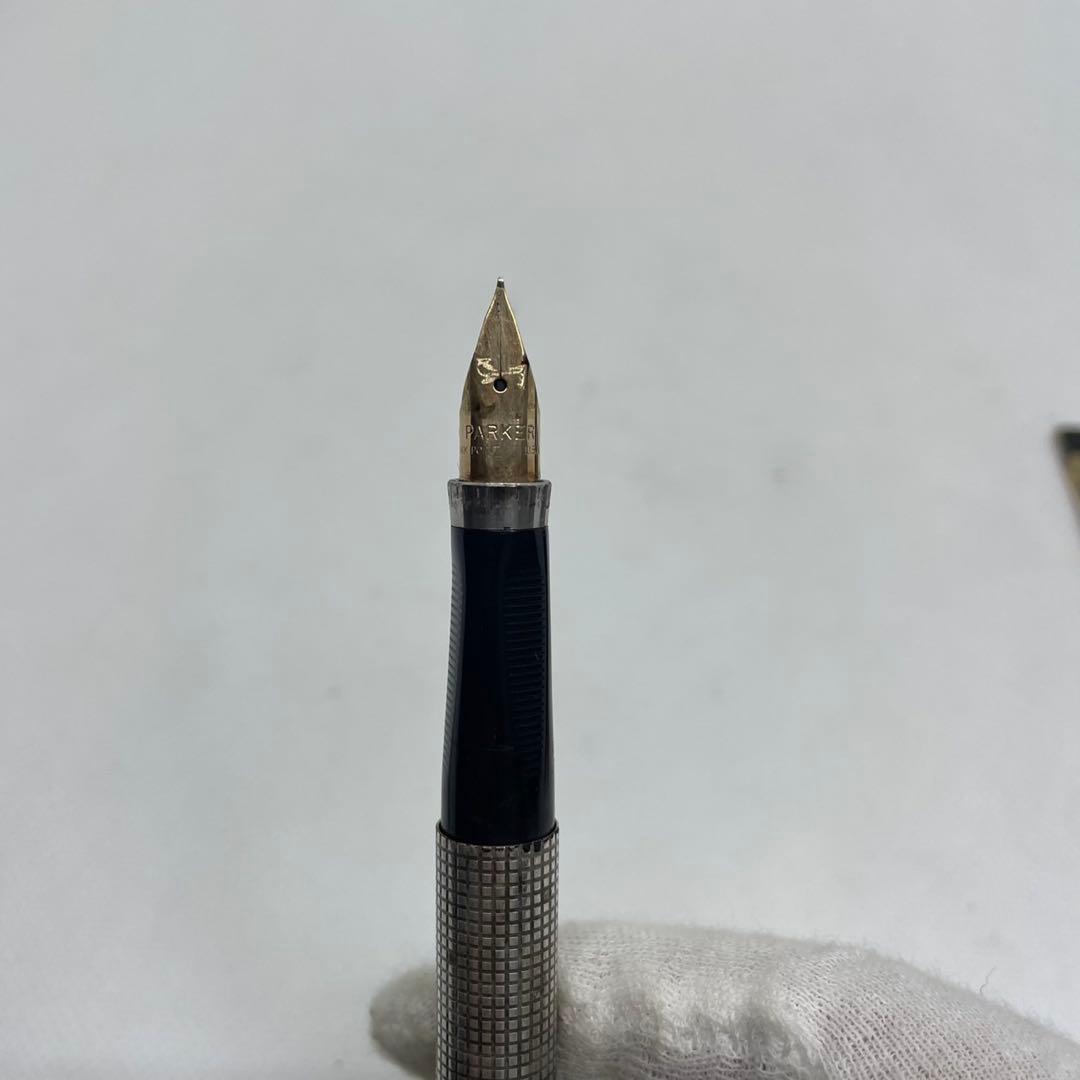Parker パーカー万年筆 シルバー 格子模様 14K