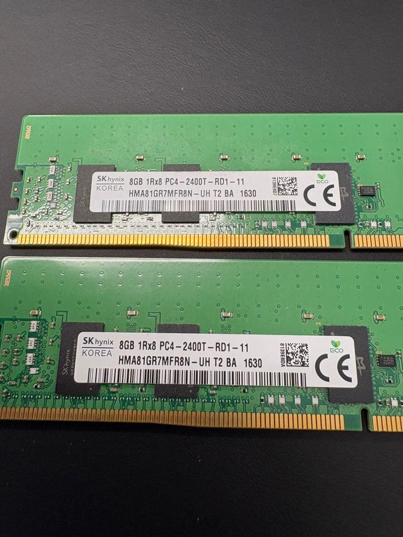 SK Hynix DDR4-2400T メモリ 16GB(8GB x 2枚）