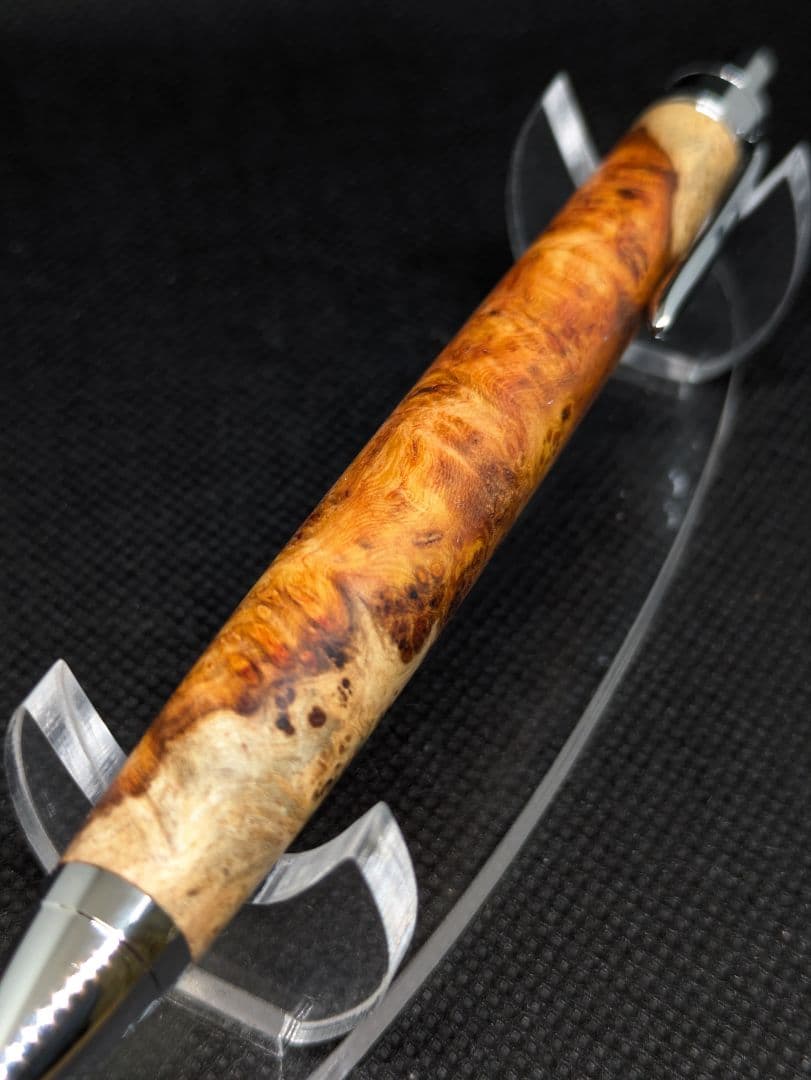 極上杢 アンボイナバール(本花梨紅白) 工房楔監修 加藤金属シャーペン0.5mm