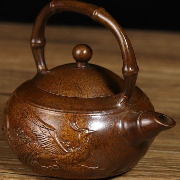 銅壺 提梁龍鳳呈祥茶壺 酒壺 茶道具 装飾品 工芸品 美術品 置物