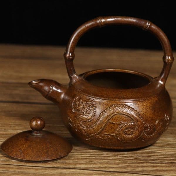 銅壺 提梁龍鳳呈祥茶壺 酒壺 茶道具 装飾品 工芸品 美術品 置物