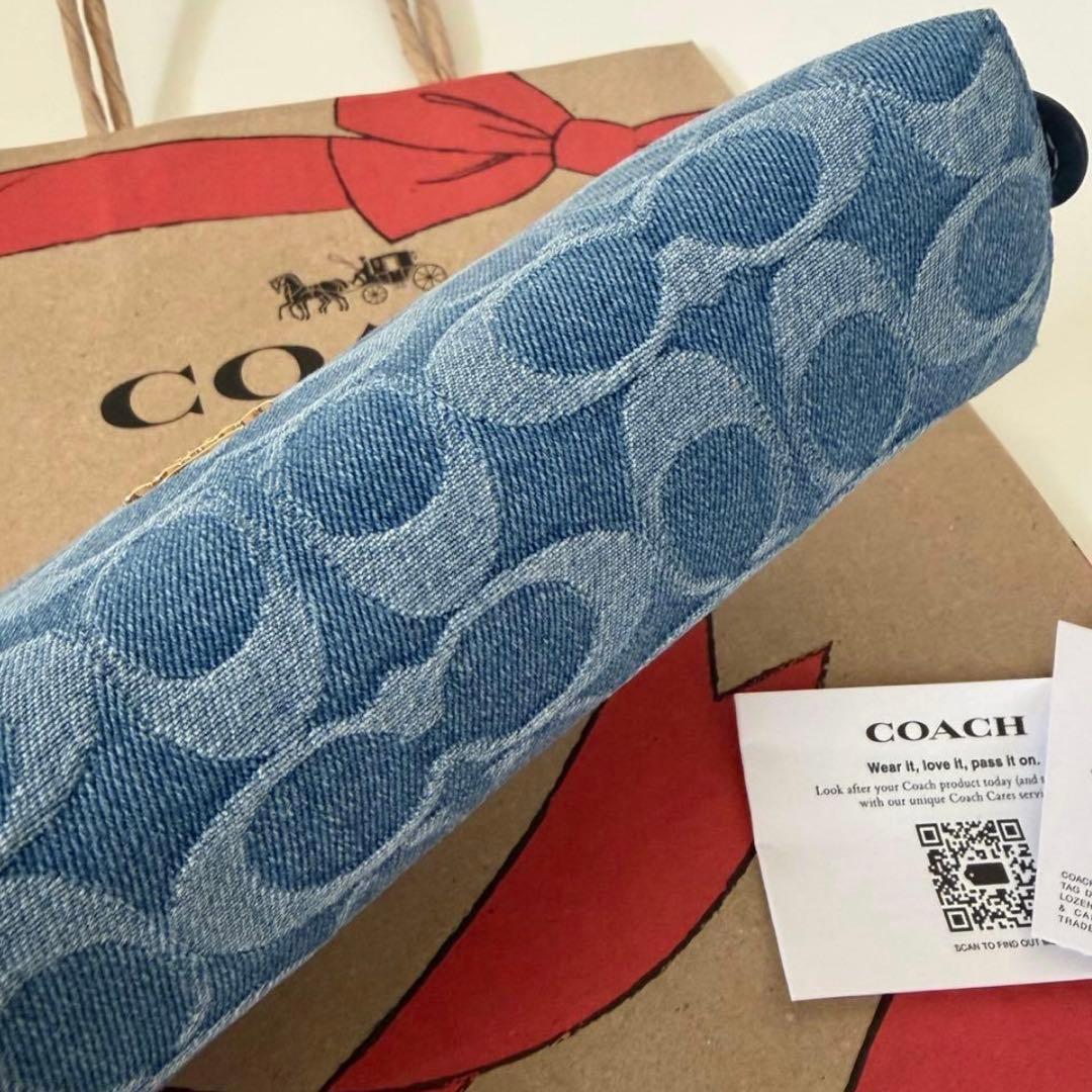 コーチ☆新品☆シグネチャー デニム ペンシルケース/コスメケース 青ブルー