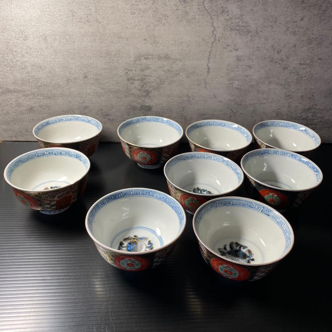 古伊万里焼き　明治時代　茶碗　金色　シックエレガント　希少　9点セット