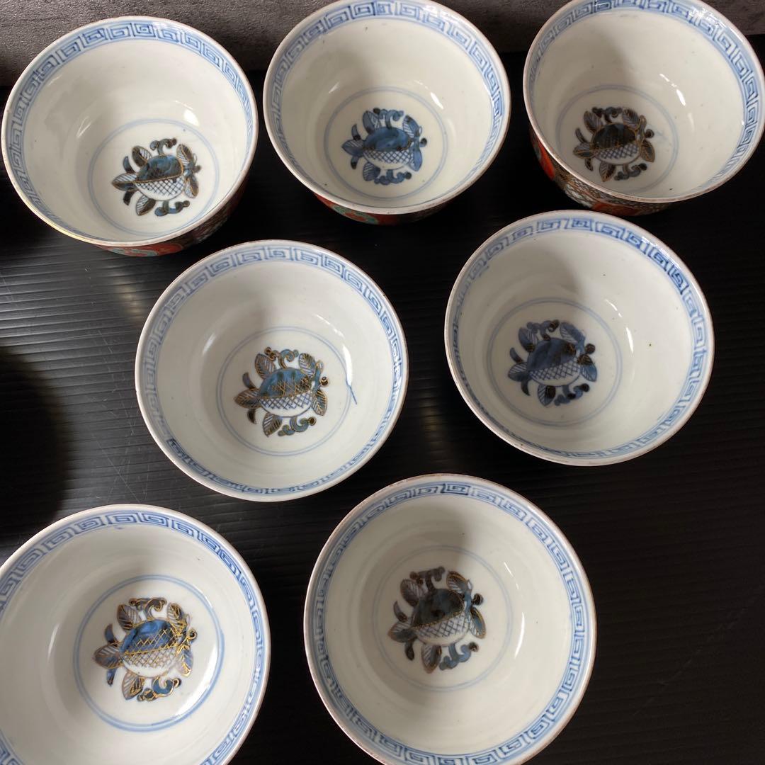 古伊万里焼き　明治時代　茶碗　金色　シックエレガント　希少　9点セット
