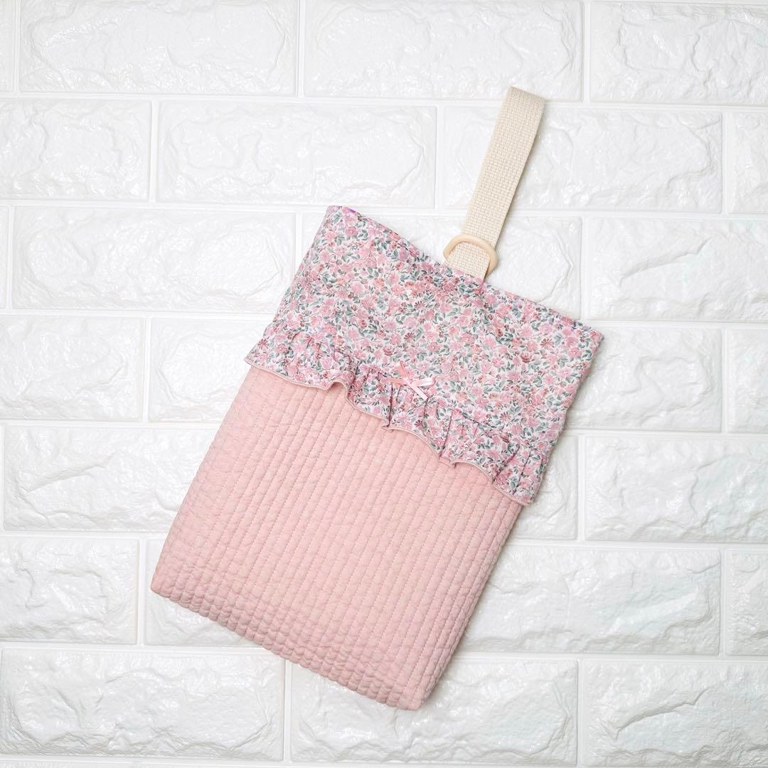 ハンドメイド　レッスンバッグ　リバティ　ハンナローズ　女の子　ピンク　ヌビ