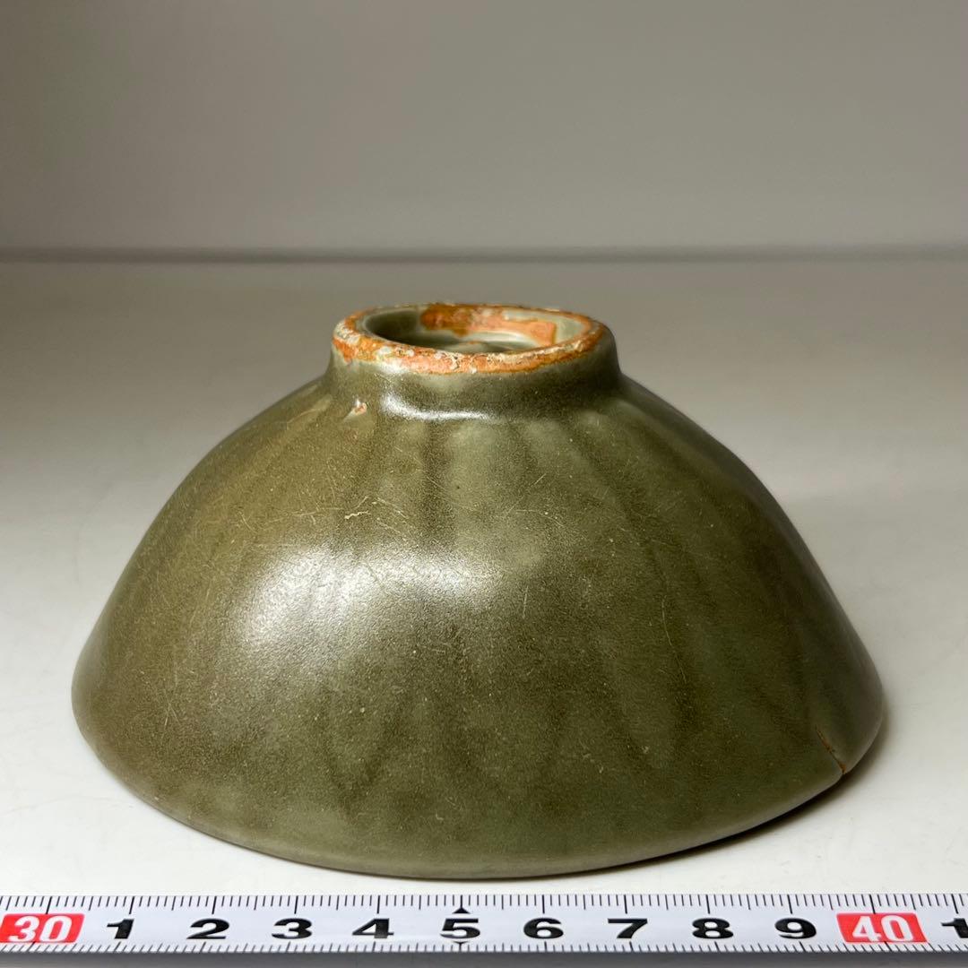 中国明時代　七官青磁茶碗 最大幅約12.8cm 東キ8-0326☆2F