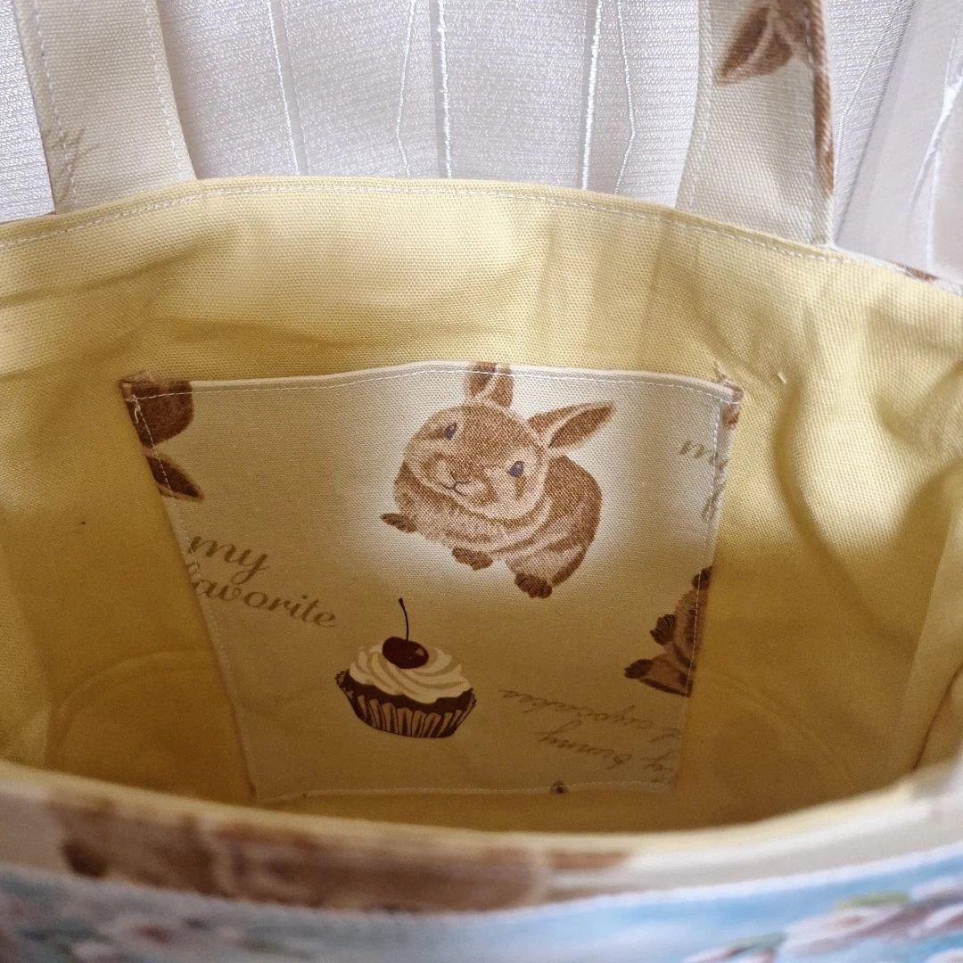 うさぎパネル生地　ハンドメイド　ミニバック