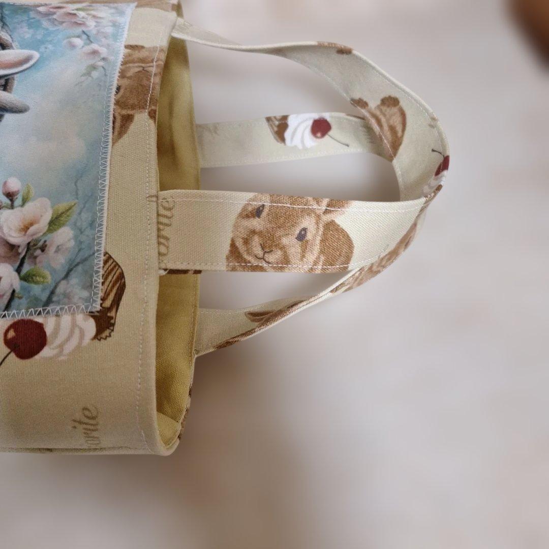 うさぎパネル生地　ハンドメイド　ミニバック