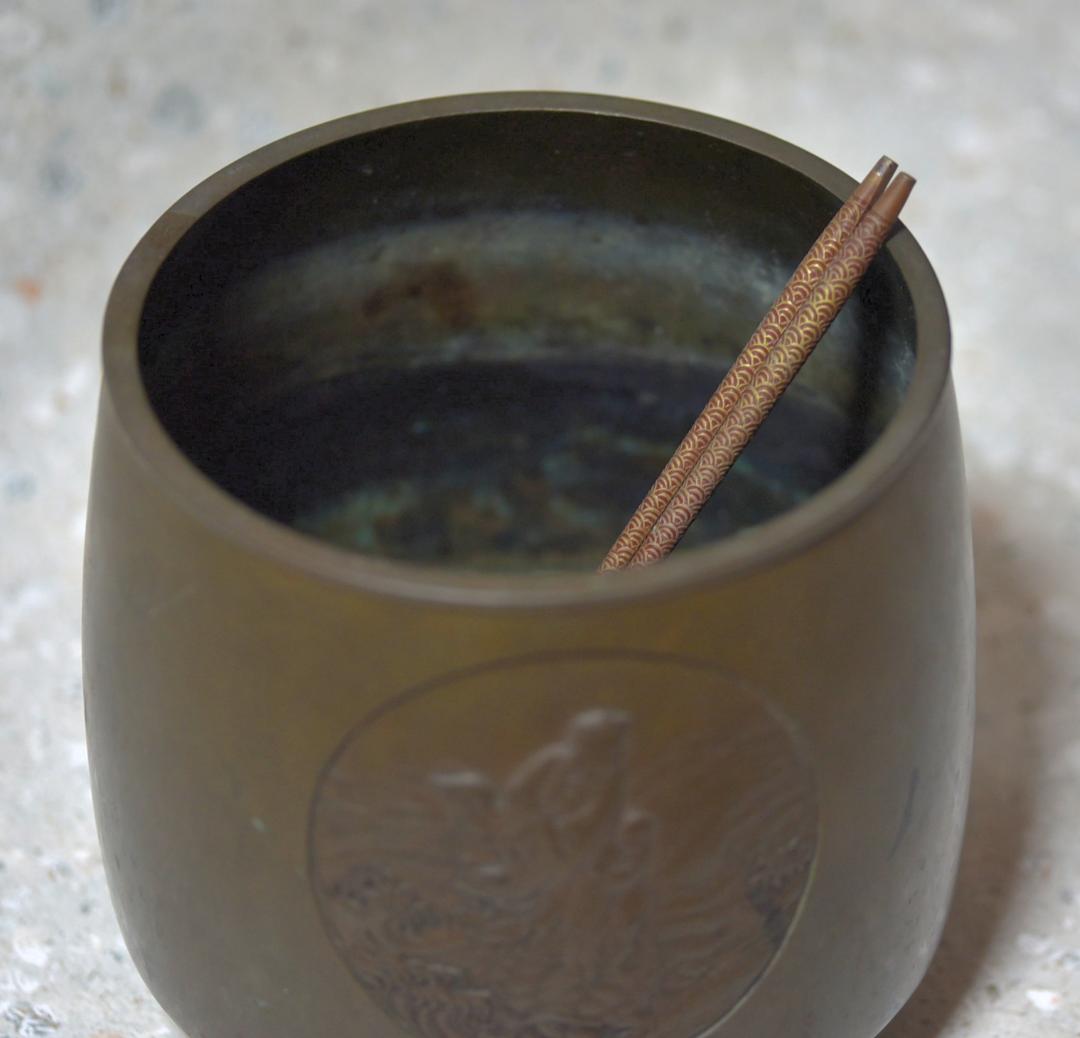 唐銅火鉢、手あぶり＆火箸　囲炉裏