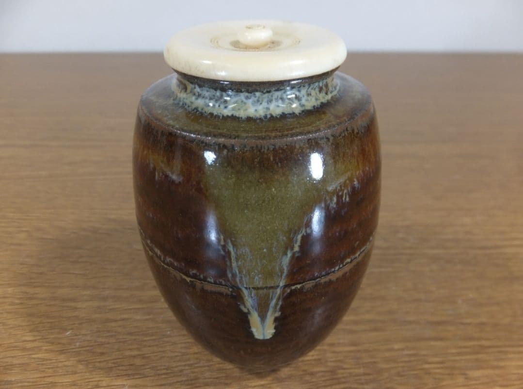 真作保証 高取喜恵 自作 高取肩衝茶入 民芸 コレクター放出品 茶道具 福岡県