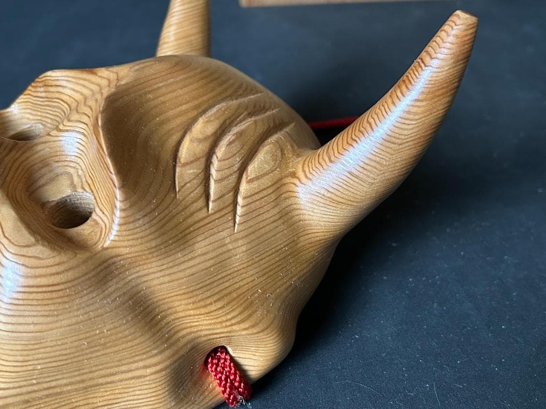 千寿屋久杉 谷清雲作 魔除般若面 木彫 共箱 56