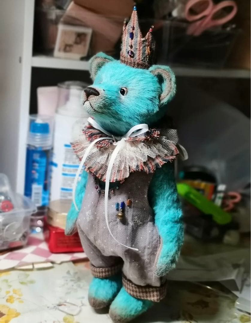 くまの王子様 ぬいぐるみ テディベア 海外作家様 ハンドメイド くまちゃん