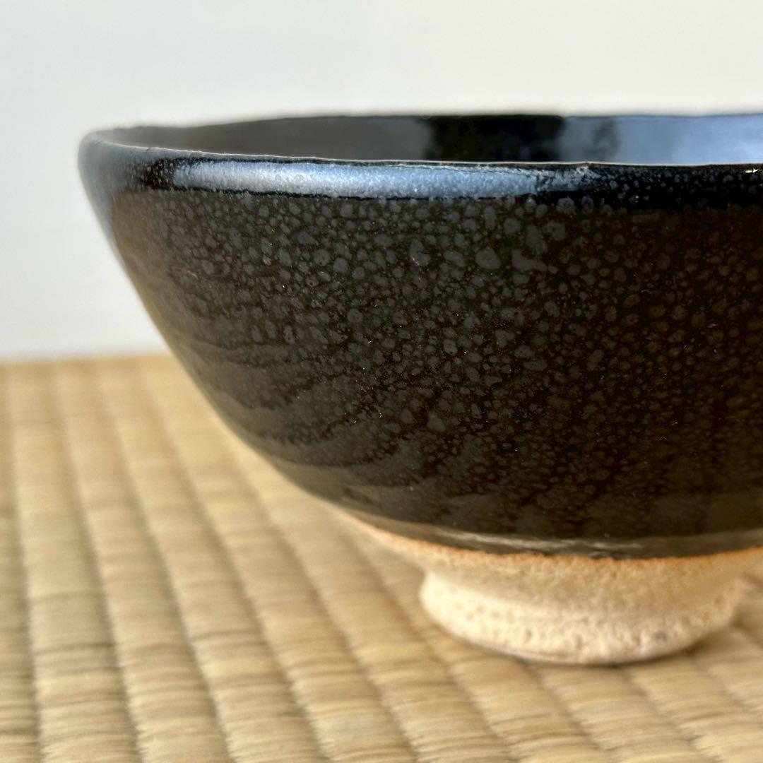 人間国宝 清水卯一 作【油滴天目釉茶碗】天目茶碗 在銘 茶道具