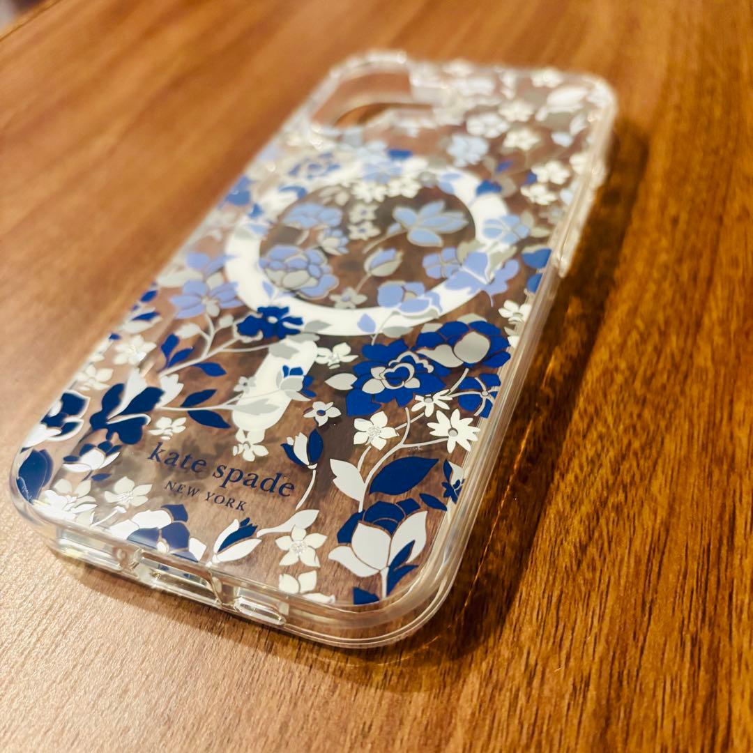 ケイトスペード iPhone17ケース 花柄 ブルー