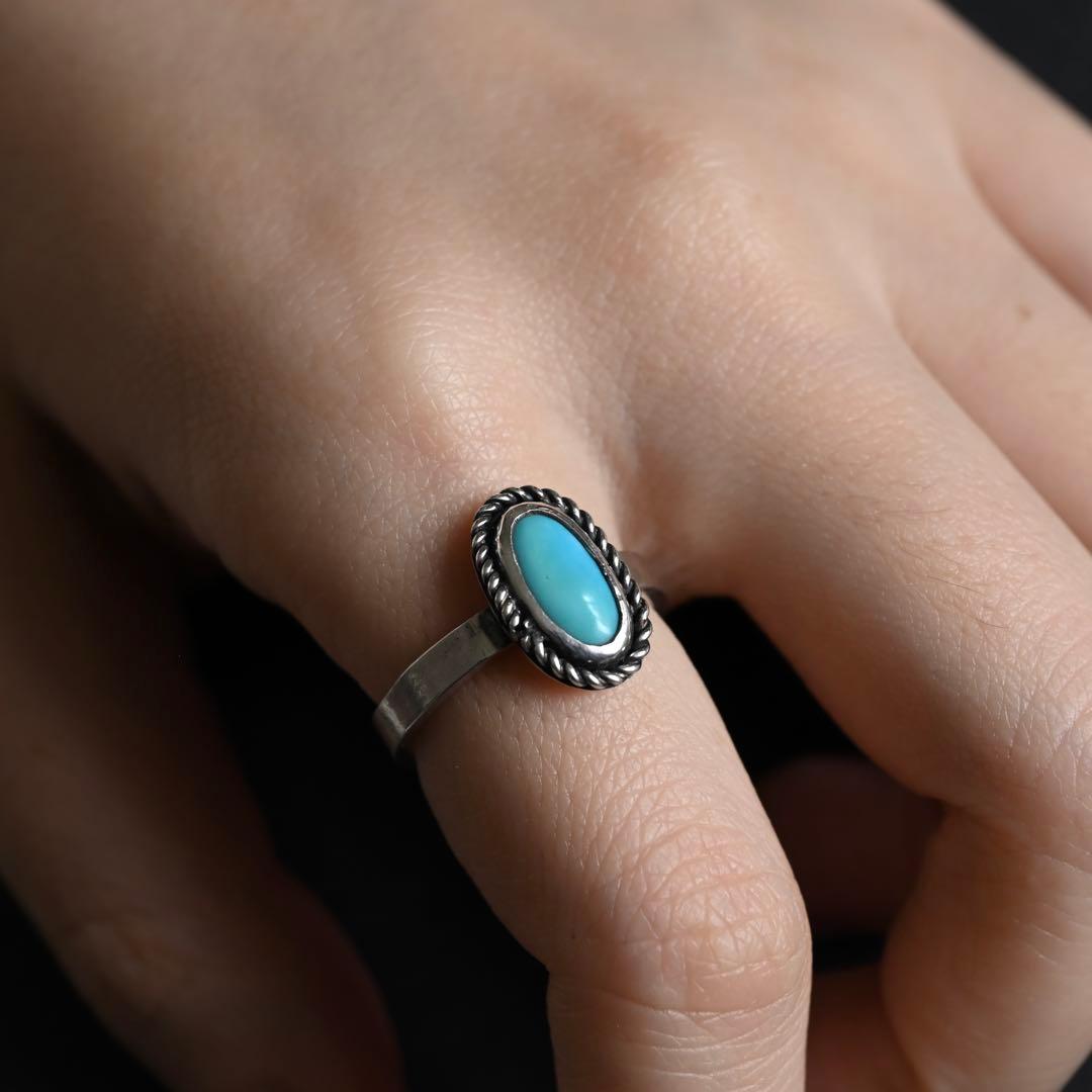 ハンドメイド　ターコイズリング　インディアンジュエリー風