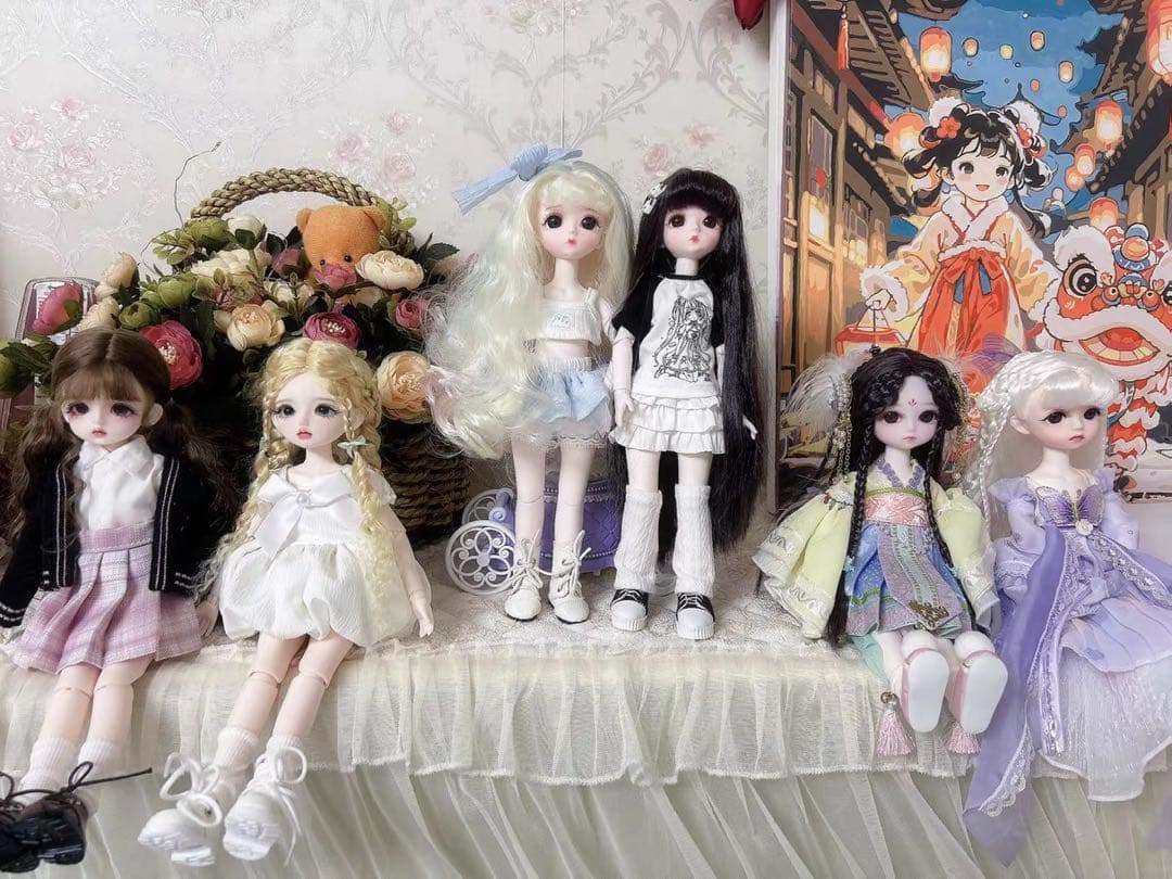 カスタムドール 本体＋アウトフィット一式セット 30cm モヘアウィッグ