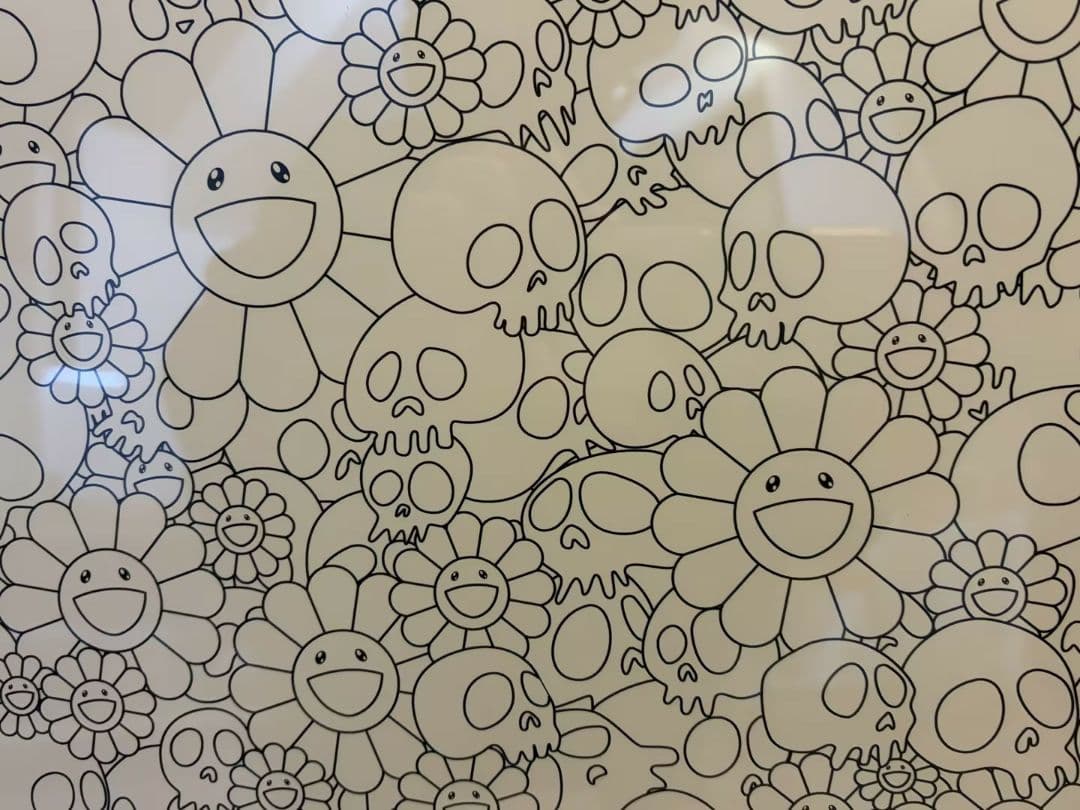 村上隆 Skulls & Flower White ED300 ポスター