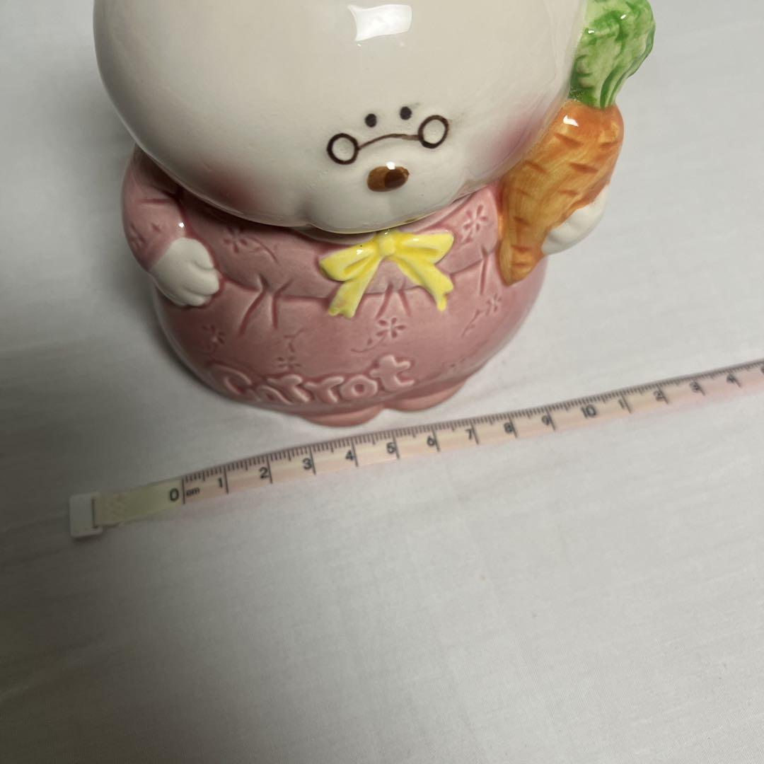 【希少】昭和レトロ　白うさぎのキャロットおばあちゃん　陶器　貯金箱　TOKAI