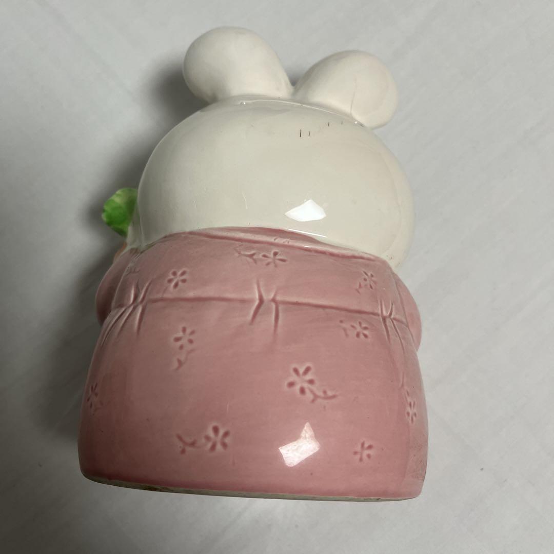 【希少】昭和レトロ　白うさぎのキャロットおばあちゃん　陶器　貯金箱　TOKAI