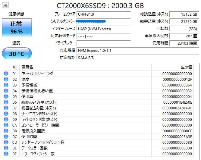 【中古】Crucial X6 2TB ポータブルSSD
