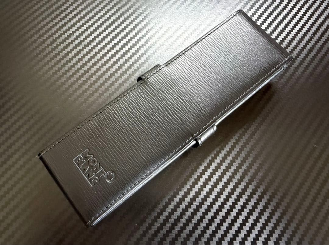 未使用に近い モンブラン レザーペンケース 2本差し ブラック 箱 袋 書類付き