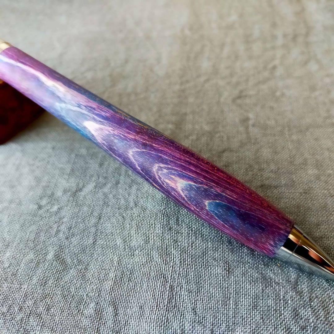 【黎明】　スタビライズドウッド　楓　木軸シャープペン　0.5mm　シルバー
