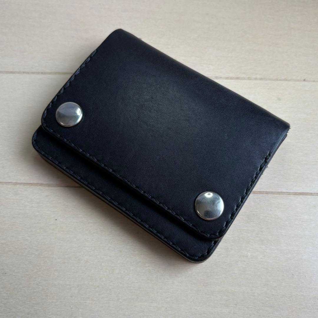 【本革】トラッカーウォレット　ショート　ブラックニッケル　メンズ　財布　二つ折り