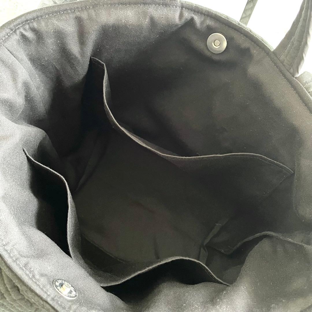 チュールフリル付トートバッグ（L）2way ヌビバッグ ブラック ハンドメイド
