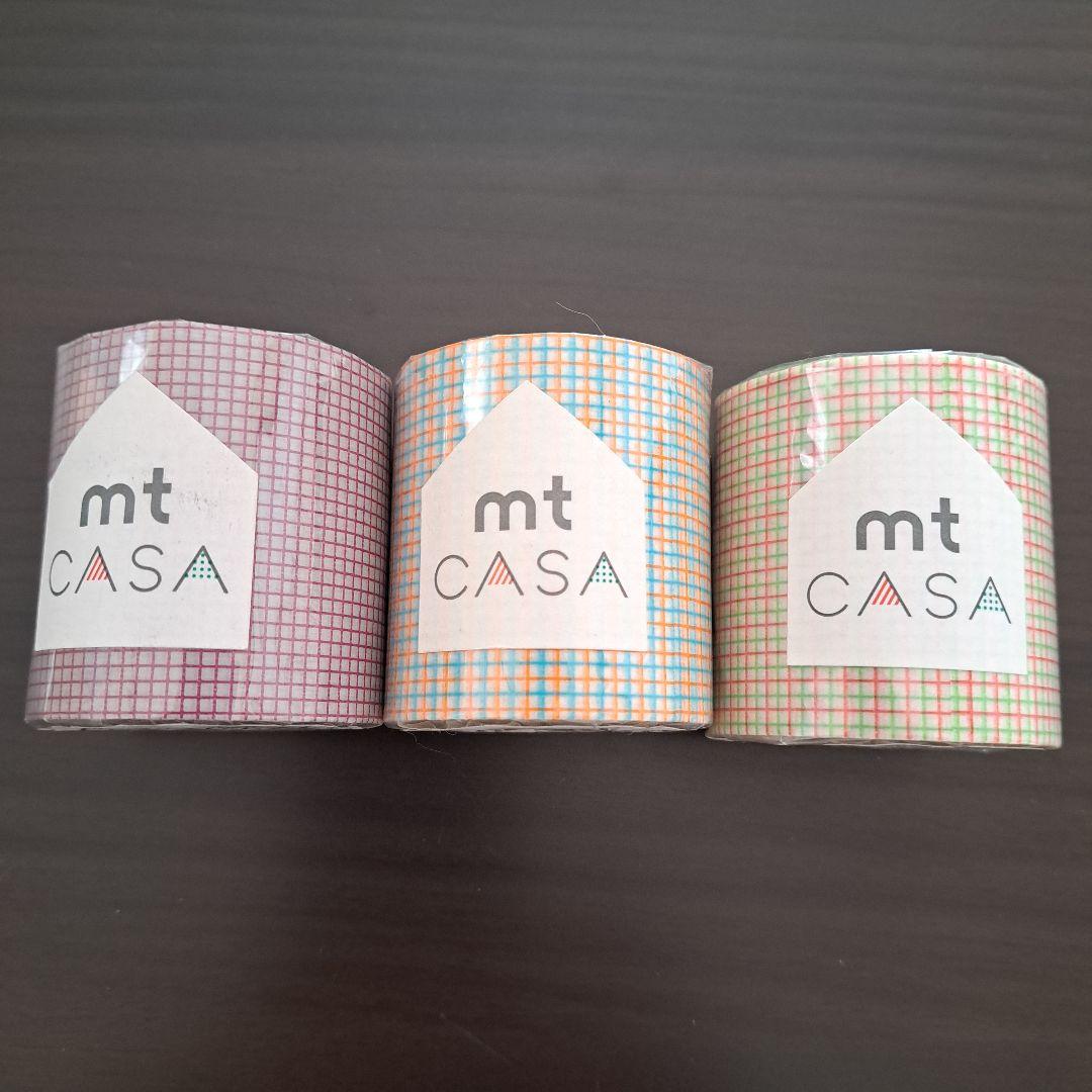 mt CASA 　方眼.グリーン×オレンジ　マスキングテープ セット
