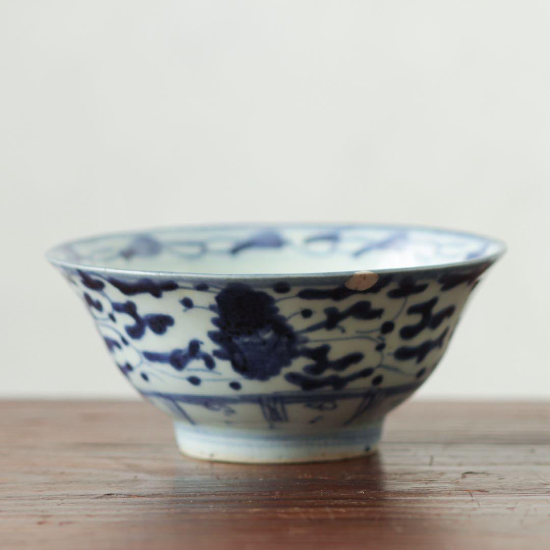 青花　古陶磁　中国　清朝期　茶碗　鉢　中国　清朝期