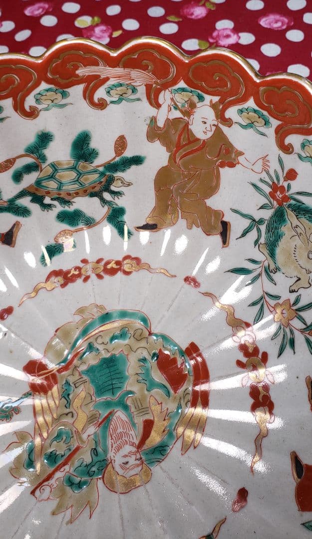 古伊万里色絵輪花深鉢