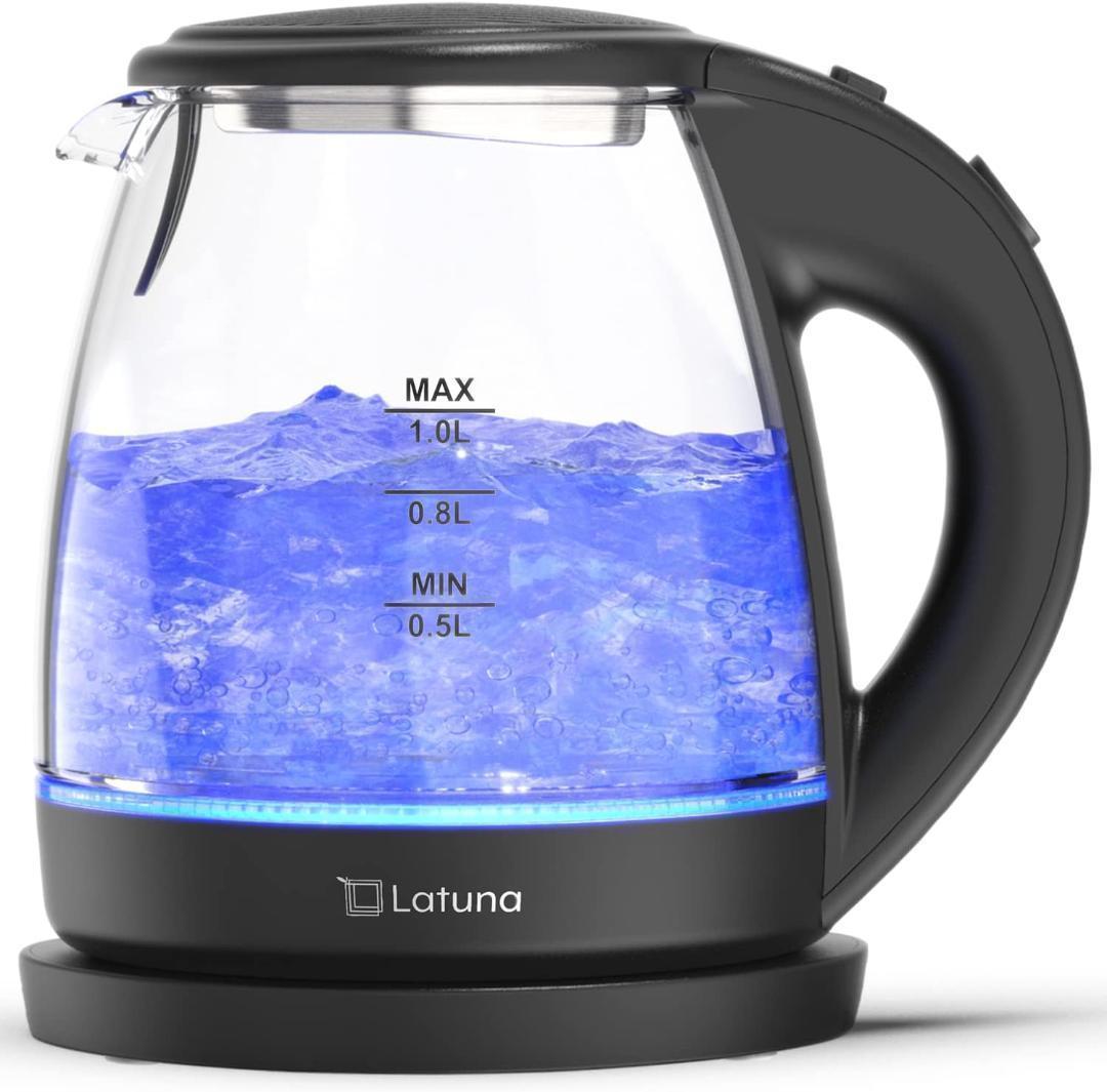 【M1921-64-40】ガラス電気ケトル 1L 速沸騰 LED付き 空焚き防止