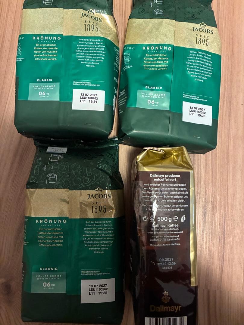 JACOBS / Dallmayer コーヒー豆 500g× 3パック
