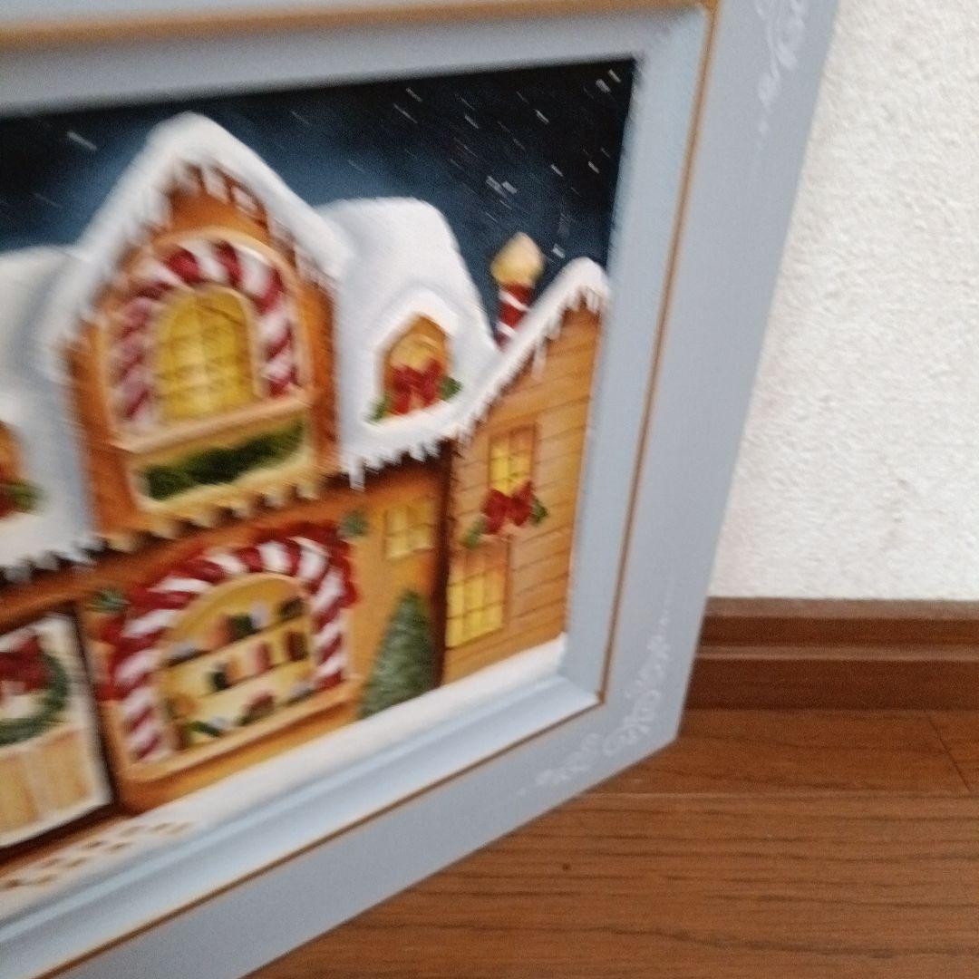 トールペイント作品　クリスマスの風景のプレート