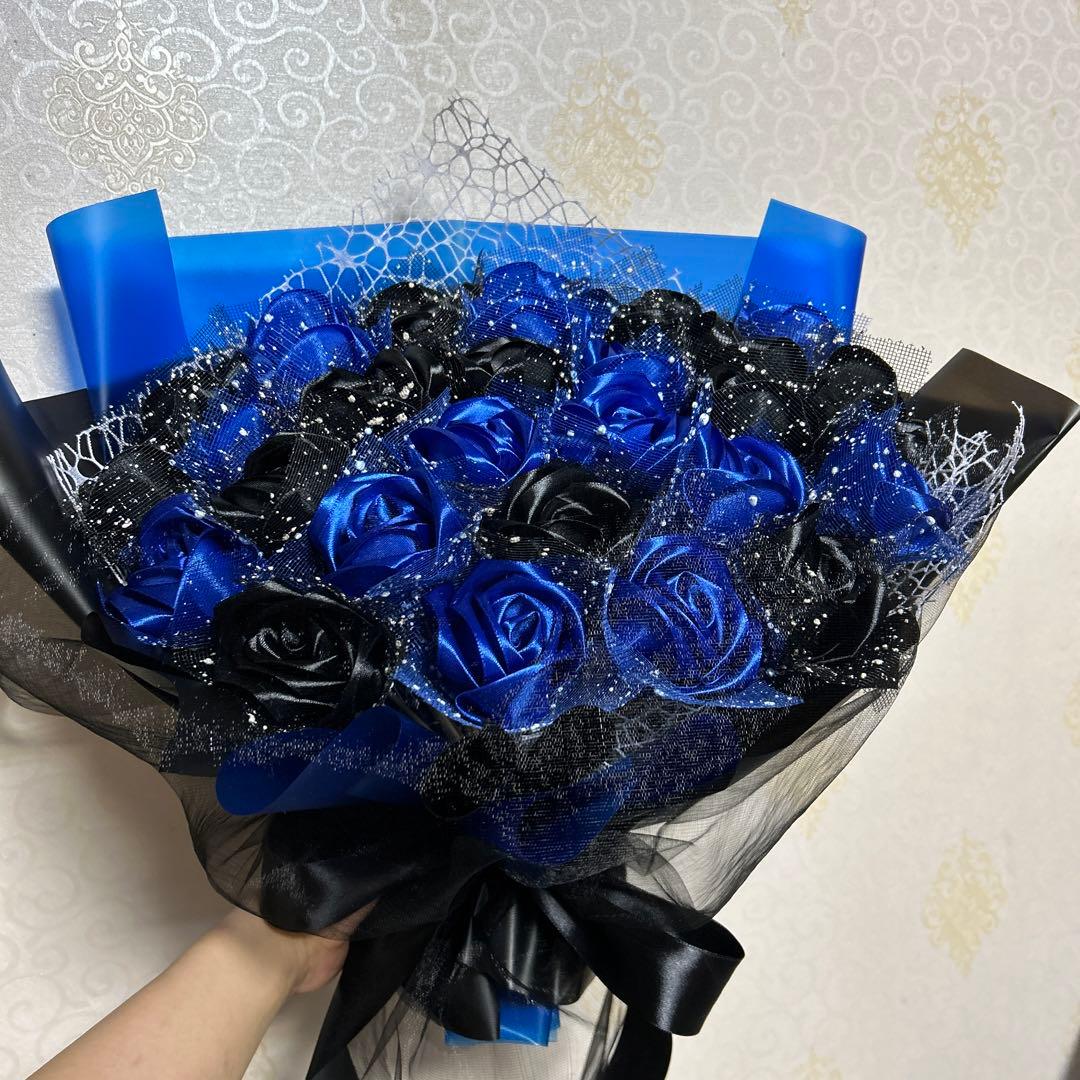 30本黒青バラブーケ　プレゼント お祝い 枯れない花 永生薔薇　特別な人へ
