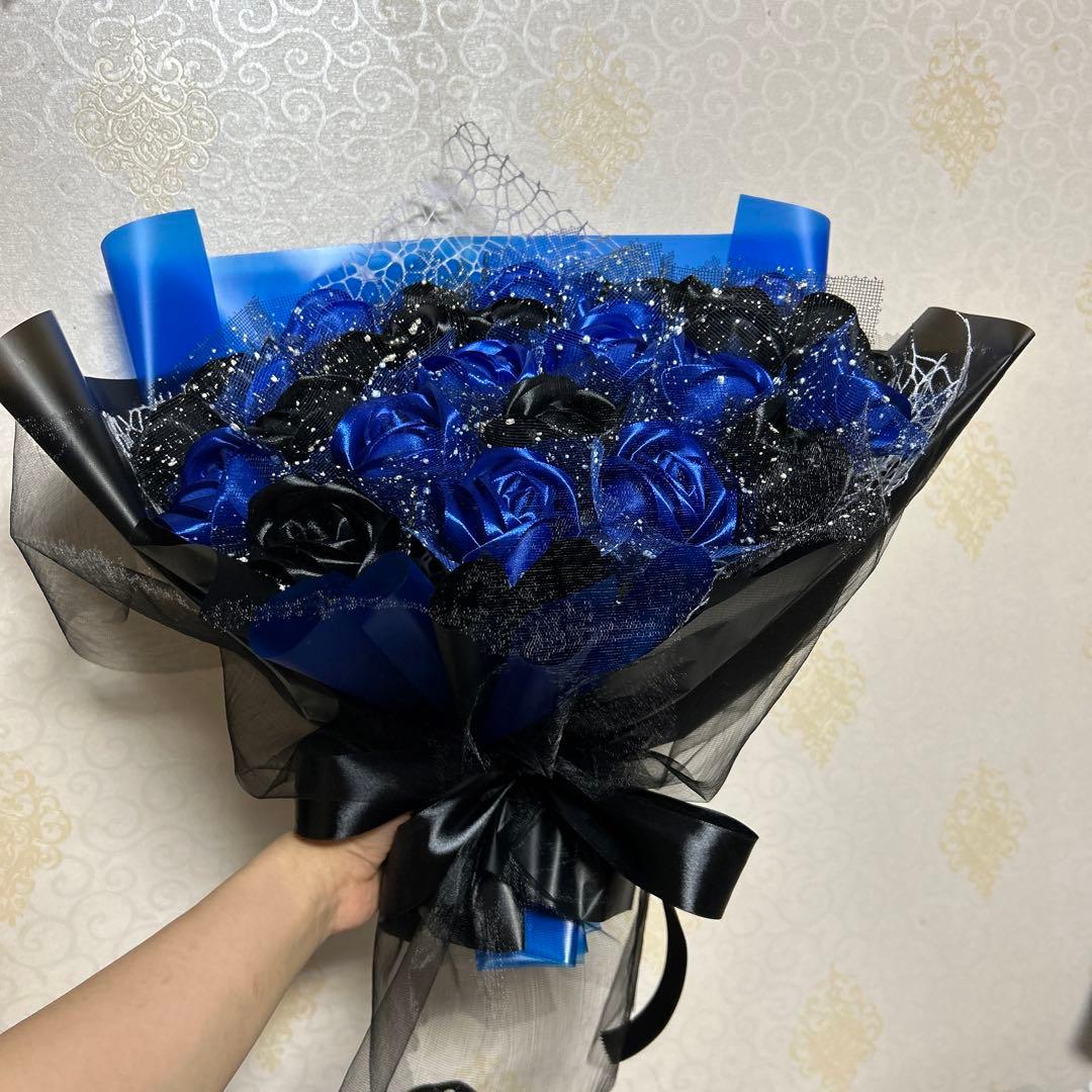 30本黒青バラブーケ　プレゼント お祝い 枯れない花 永生薔薇　特別な人へ