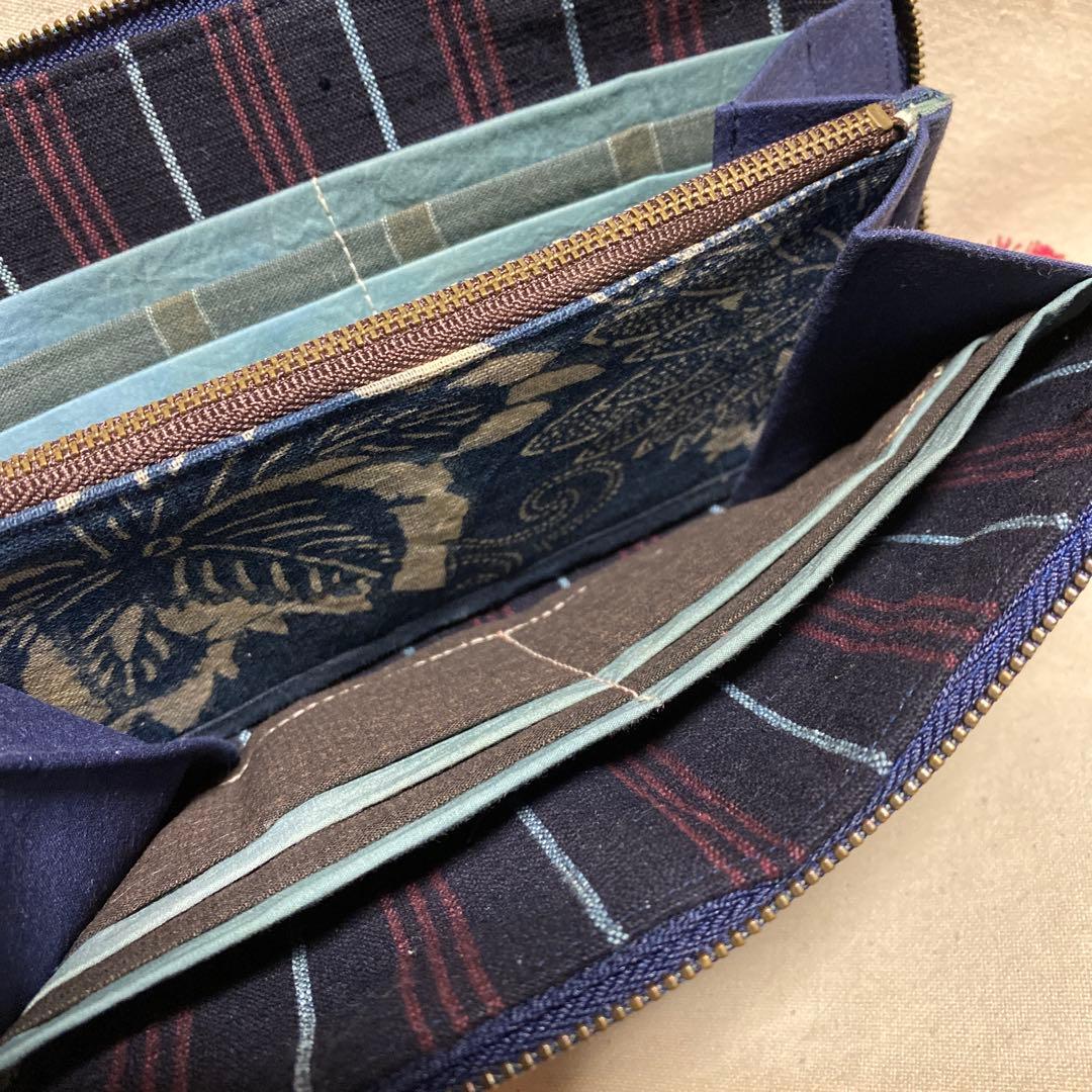 ■手作り【長財布】藍染　型染め　古布